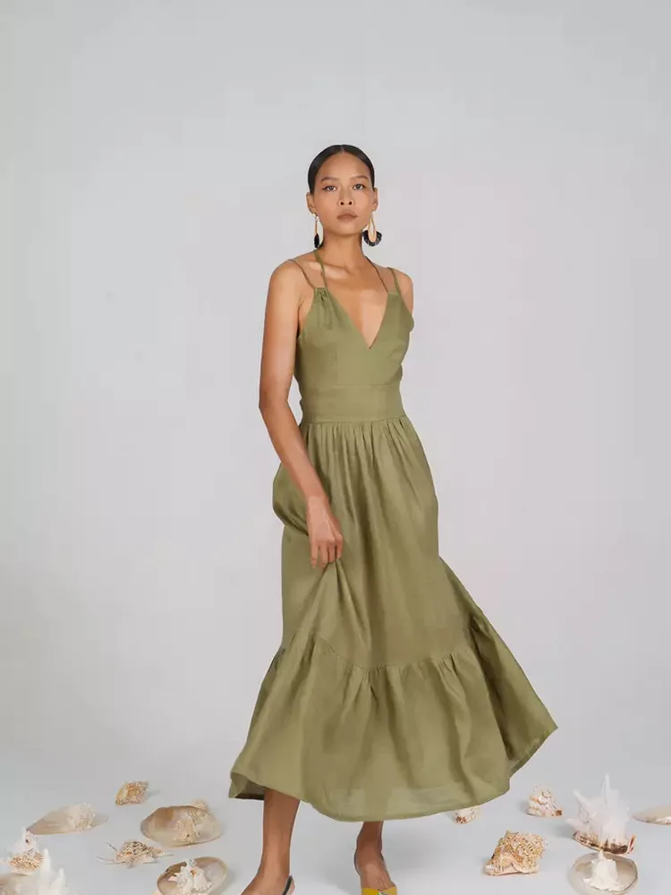 Ce face ca Lady Deep V-Neck Long Casual Casual, rochie specială?